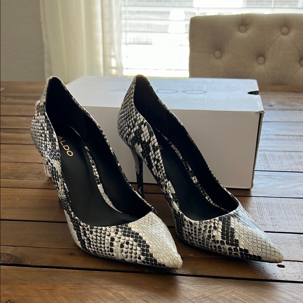 ALDO Black and White Snake Print Women's Heels